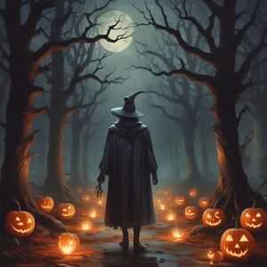 Enchanted Forest Witch Art Print - Black and Gray